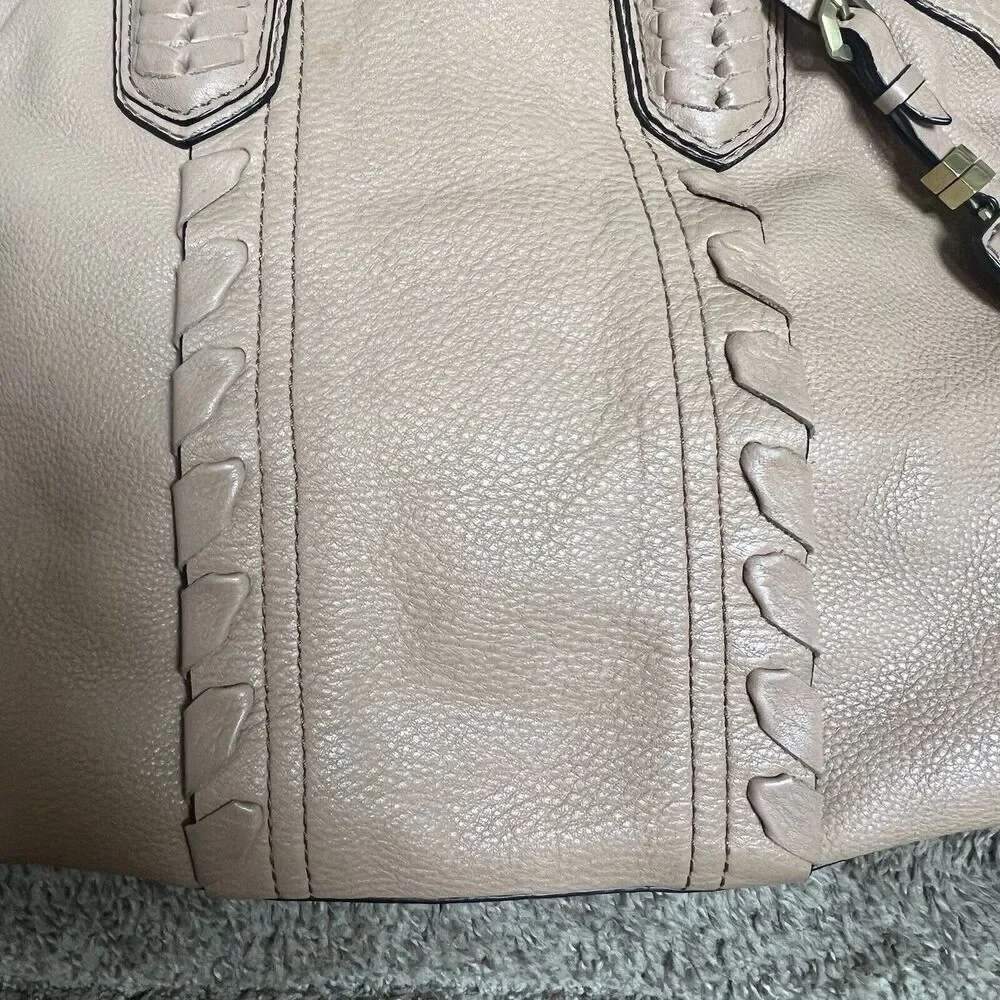 OrYany Tan Beige Cassie Pebbled Leather Satchel Bag Braided